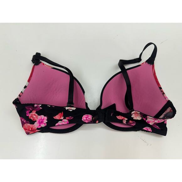 PINK Womens Bra 34B Black Floral Logo Wear Everywhere T-Shirt Lightly Lined - Picture 7 of 10
